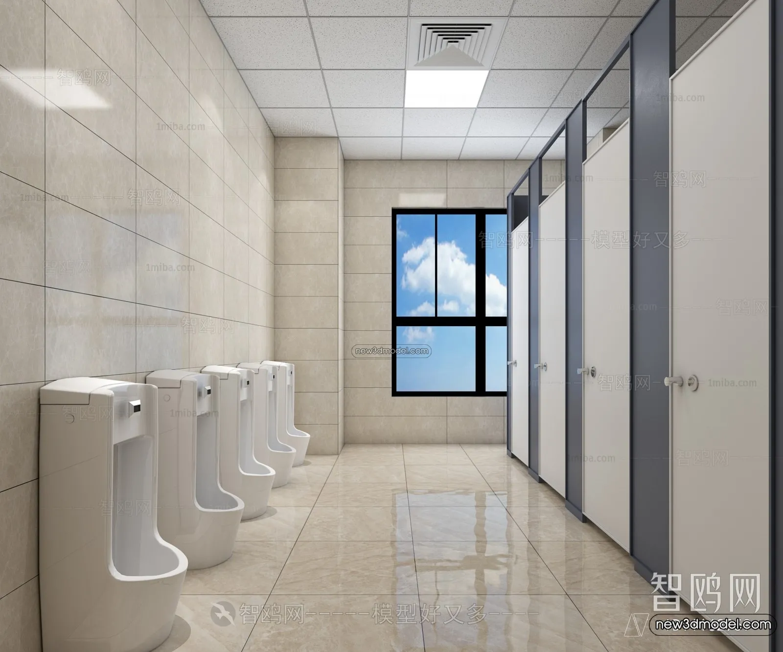 Public Toilet - WC - 3D Interior Scene - 3D Models - 133