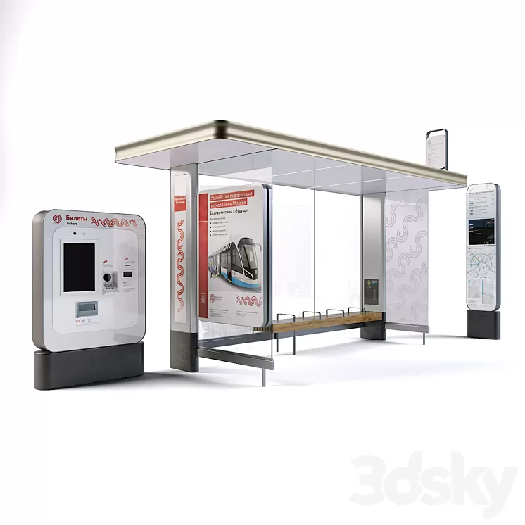 Public transport stop 3D Model
