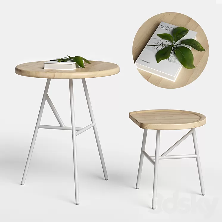 Puccio table & stool 3D Model