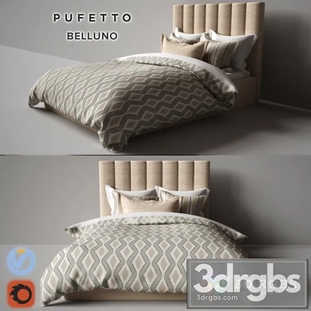 Pufetto Belluno Bed 3D Model Download Pufetto Belluno Bed 3D Model Download