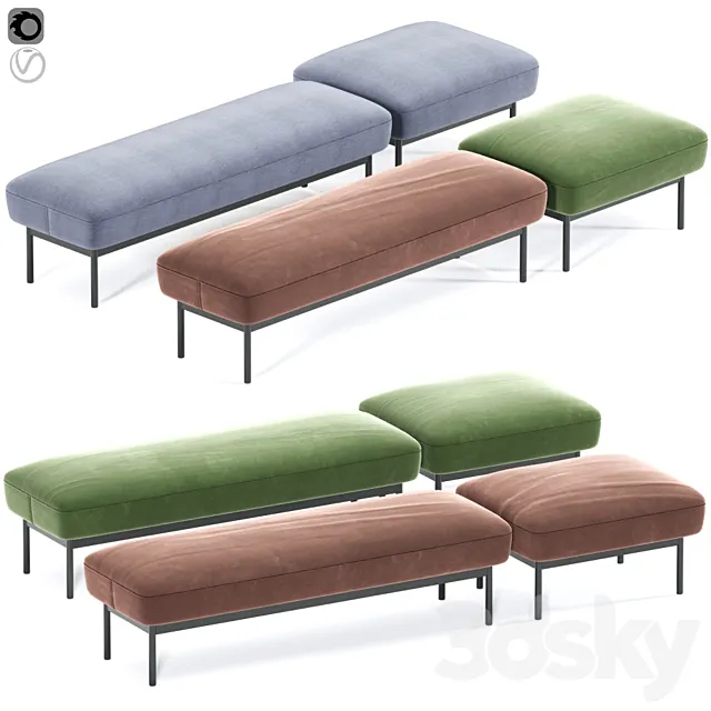 Puff Puff Bench by Blu Dot 3DModel Puff Puff Bench by Blu Dot 3DModel