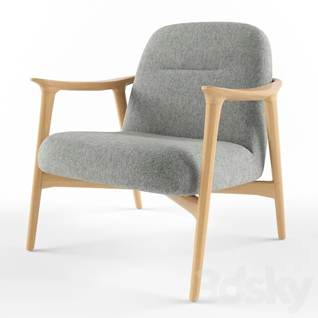puffy armchair wood base meraki 3DModel