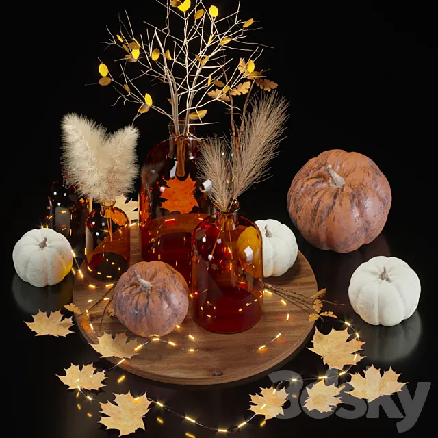 Pumpkin decorative set 3D Model
