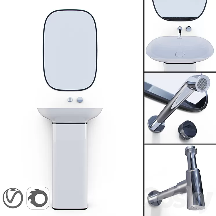 PURE Krion / ESPEJO PURE NEGRO / Bathroom Taps TONO / Siphon Noken 3D Model PURE Krion / ESPEJO PURE NEGRO / Bathroom Taps TONO / Siphon Noken 3D Model