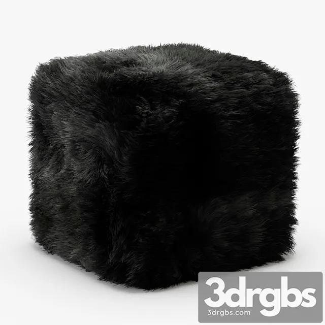 Pure sheepskin luxury foot stool 2 3D Model Download