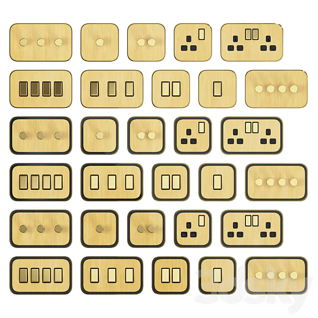 Pushka Gold sockets and switches 3D Model