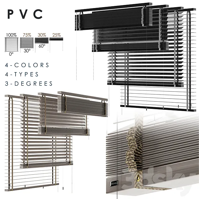 PVC Blind 1150 in 45 mm 3D Model PVC Blind 1150 in 45 mm 3D Model