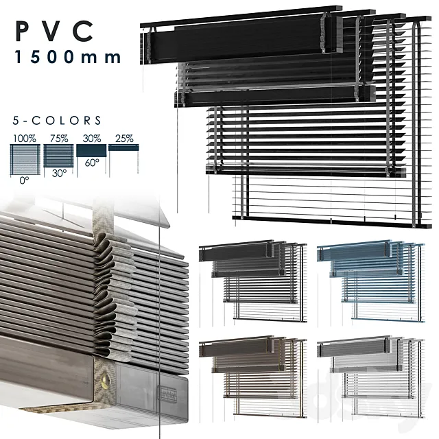 PVC Blind 1500 in 45 mm 3D Model PVC Blind 1500 in 45 mm 3D Model