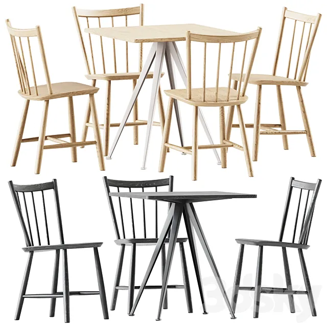 Pyramid Table 21 and J41 Chair by Hay 3D Model Pyramid Table 21 and J41 Chair by Hay 3D Model