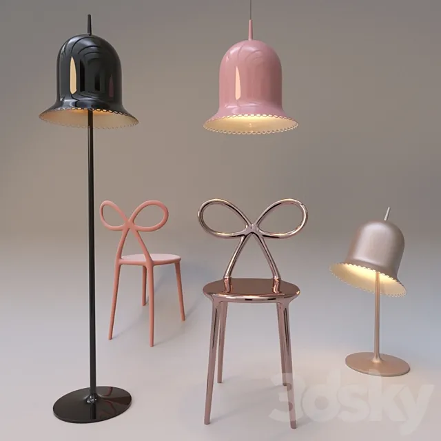 qeeboo RIBBON CHAIR moooi LOLITA LAMP 3D Model