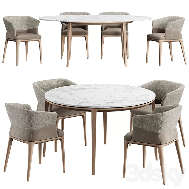 Quad Chair Dinning Set M 3D Model Free Download