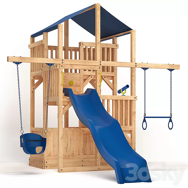Quad Space Saver Swing Set 3D Model