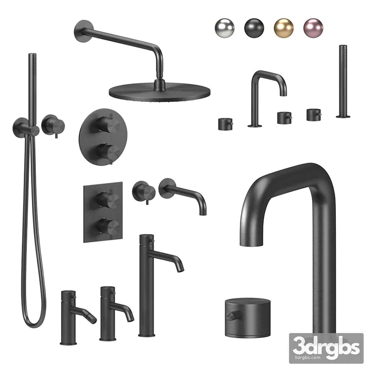 Quadro Sanitary Ware Set Collection 3D Model Download