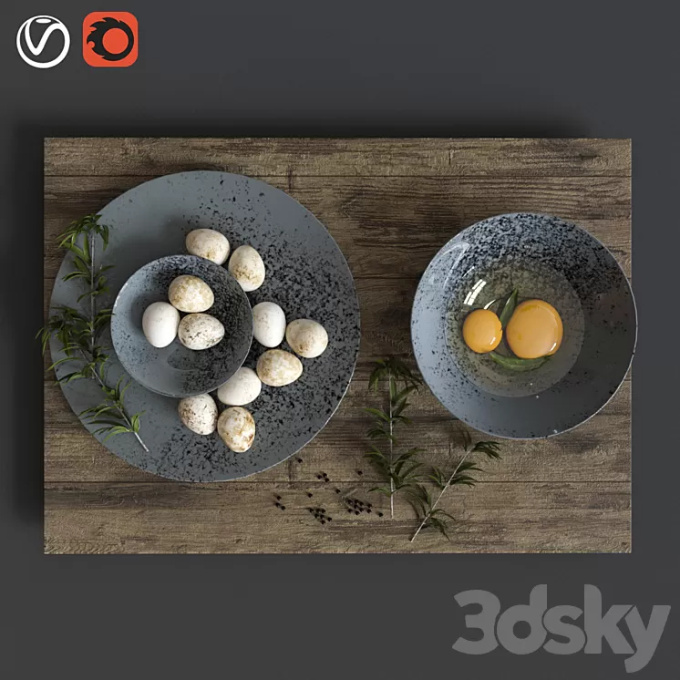quail eggs 3D Model