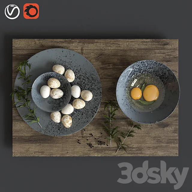 quail eggs 3DModel