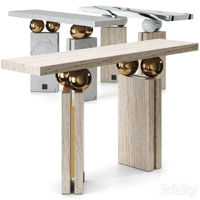 Quantic Estremoz Marble Console Table By Hommes 3D Model