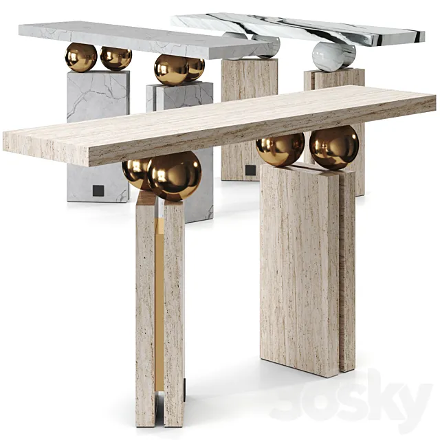 Quantic Estremoz Marble Console Table By Hommes 3D Model