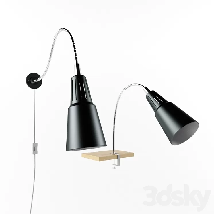 Quart Wall spotlight \/ lamp with clamp IKEA 3D Model Quart Wall spotlight \/ lamp with clamp IKEA 3D Model