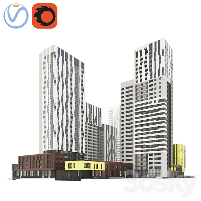 Quarterly building – multi-apartment house 2 3DModel