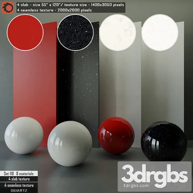 Quartz slab & seamless texture set 118 3D Model Download