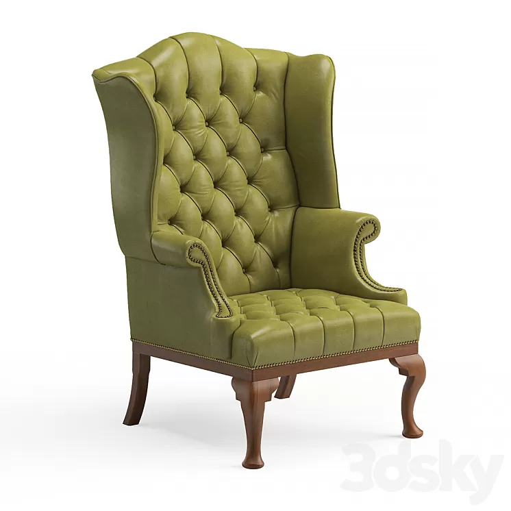 Queen Anne Wing Chair 3D Model