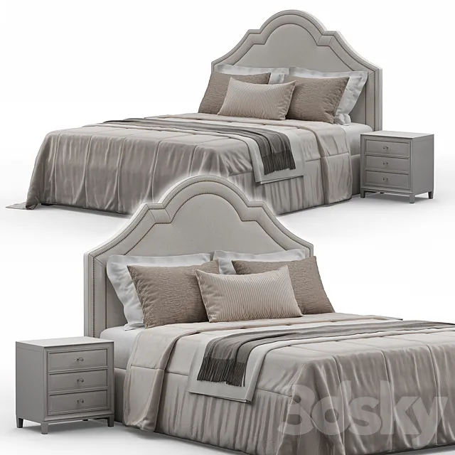 Queen Madison Crown Headboard Bed 3D Model Queen Madison Crown Headboard Bed 3D Model