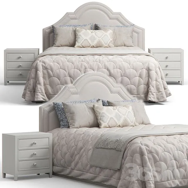 Queen Madison Crown Headboard Bed 3D Model Queen Madison Crown Headboard Bed 3D Model
