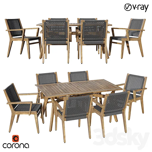 Quinn rectangular dinning set 3D Model