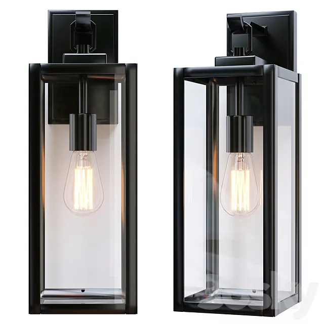 Quoizel Breitling 1 Light 18 in Matte Black Outdoor Wall Light 3D Model