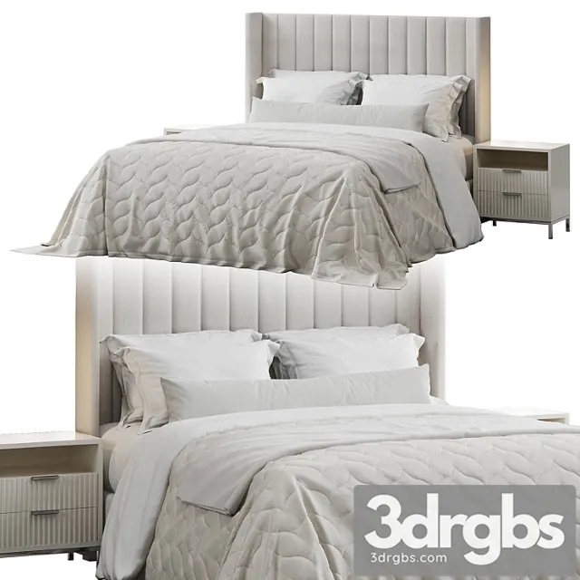 Qween wingback striped headboard bed Qween wingback striped headboard bed