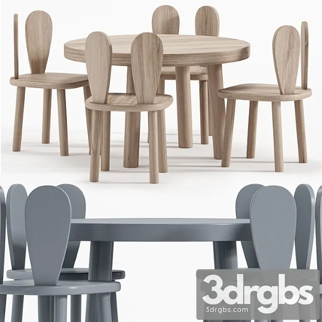 Rabbit Chair Wooden Kids Table By Etsy 47 3D Model Download