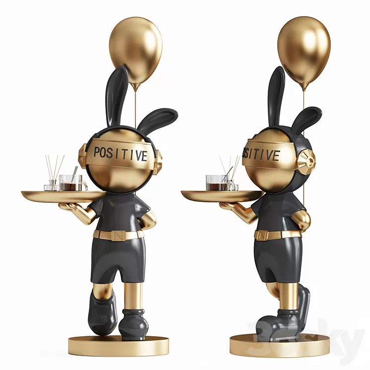 Rabbit sculpture shelving 3D Model