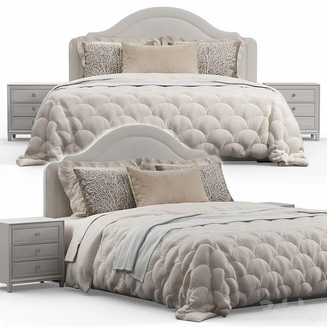 Rabin Qween Headboard Bed 3D Model Rabin Qween Headboard Bed 3D Model