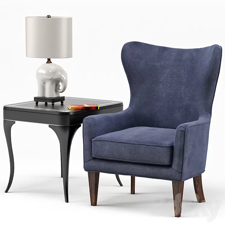 Rachael chair Elephant Porcelain Lamp Flirt End Table 3D Model