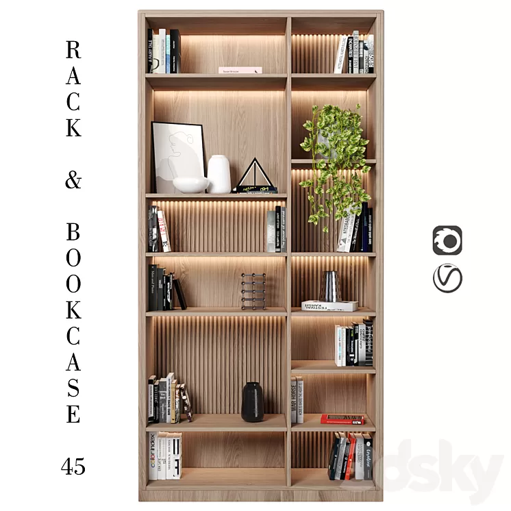 Rack and Bookcase 3D Model Free Download