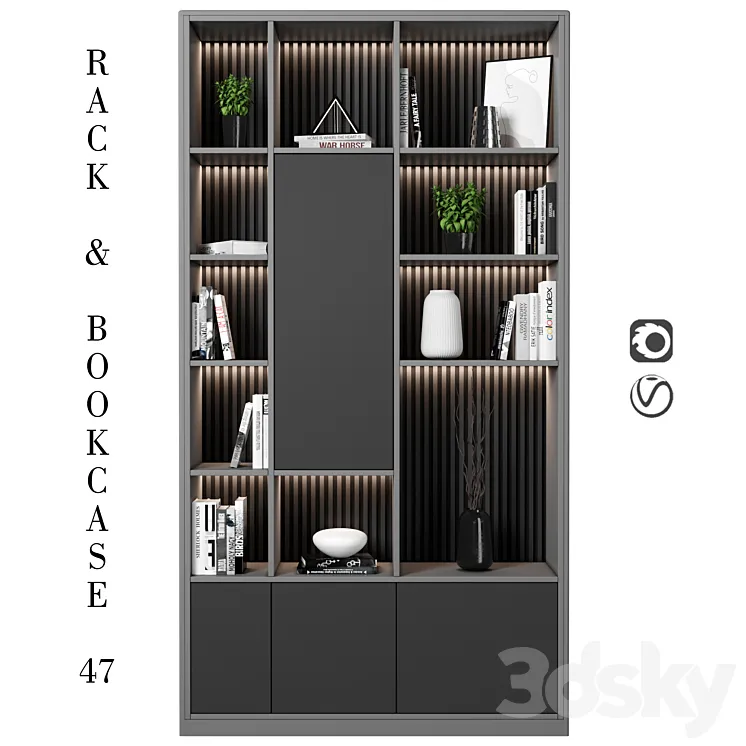 Rack and Bookcase 47 3D Model Free Download