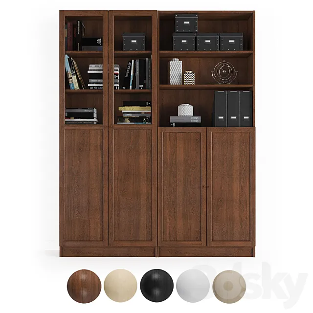 Rack Billy _ Oksberg Ikea with doors and open shelves. Combination-2. 3DModel