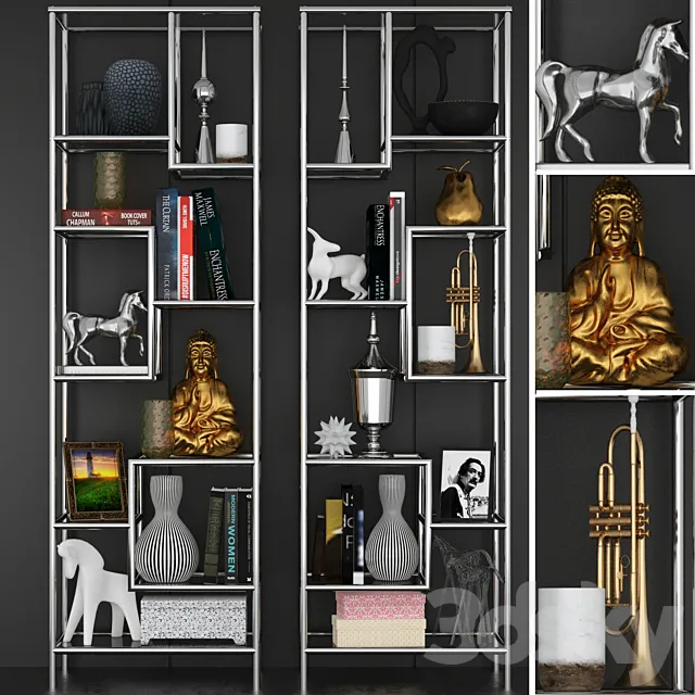 Rack in a modern style with decor and accessories for decorating 3DModel