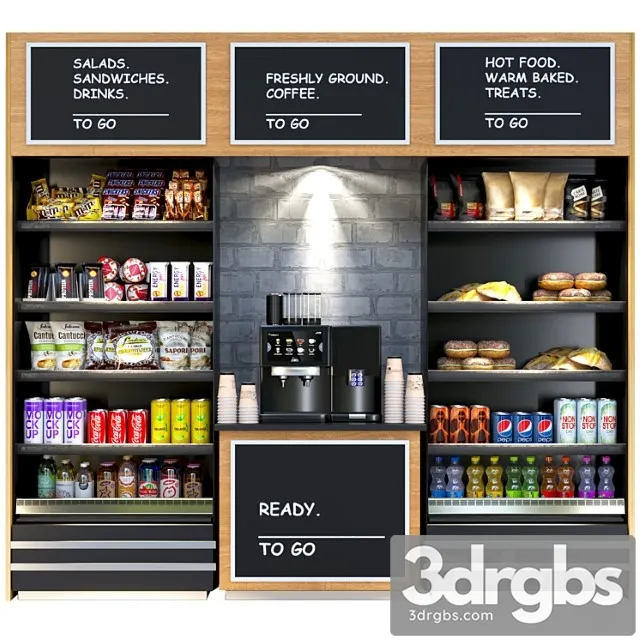 Rack In Supermarket With Breakfast Cereals Sweets And Coffee Machine Supermarket 3D Model Download