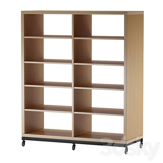 Rack of 5 shelves on wheels 3D Model