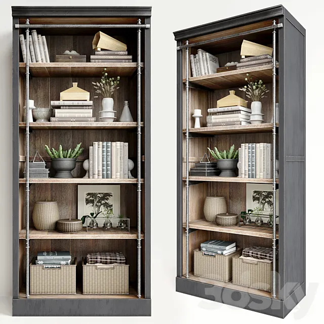 Rack Pottery Barn Gavin Reclaimed Wood Bookcase 3DModel 3DSKY Decor Helper