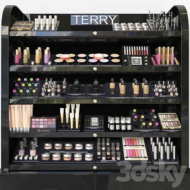 Rack with a set of professional cosmetics in a beauty salon. Make up 3D Model