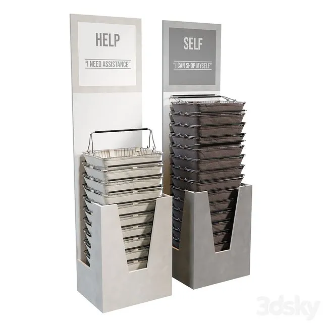 Rack with baskets for the store 3D Model