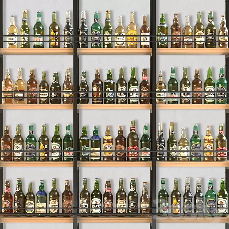 Rack with beer. Alcohol 3D Model