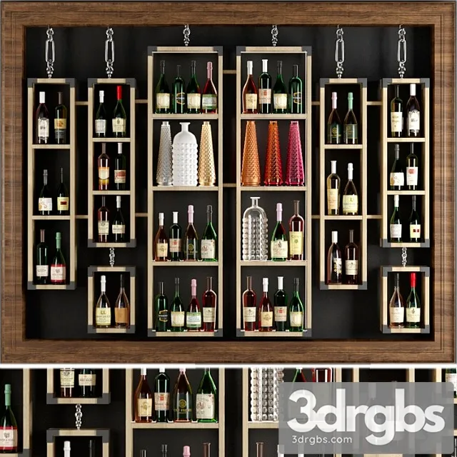 Rack With Collectible Wine and Vases 3D Model Download