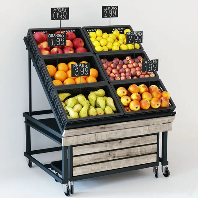 Rack with fruits 3D Model