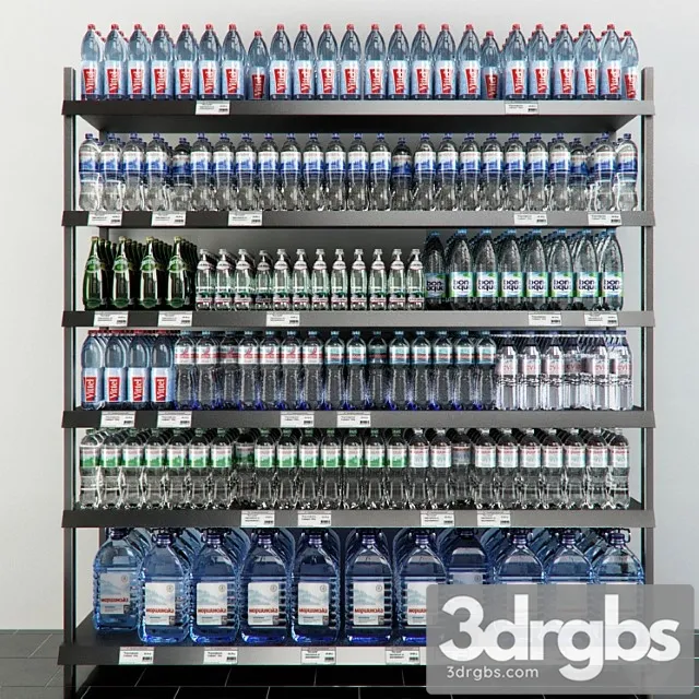 Rack with mineral water 3D Model Download