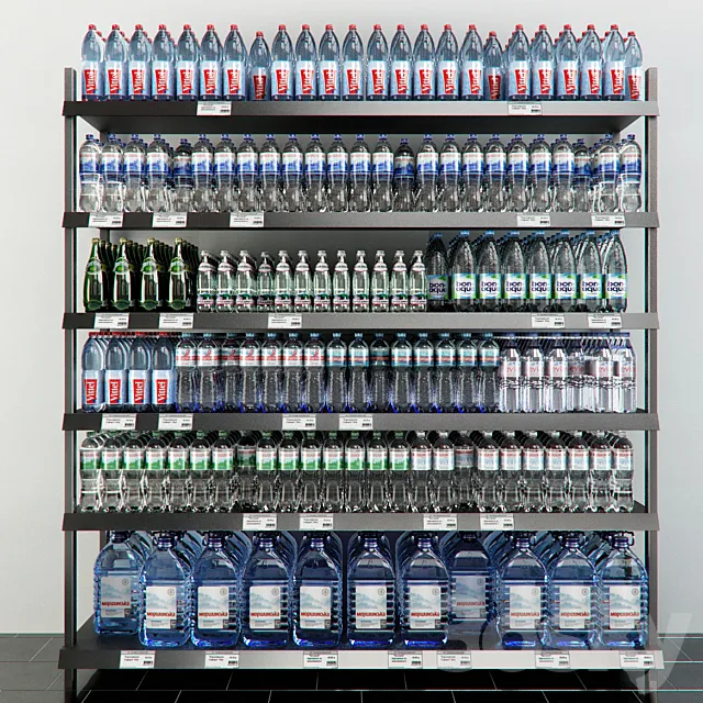 Rack with mineral water 3D Model