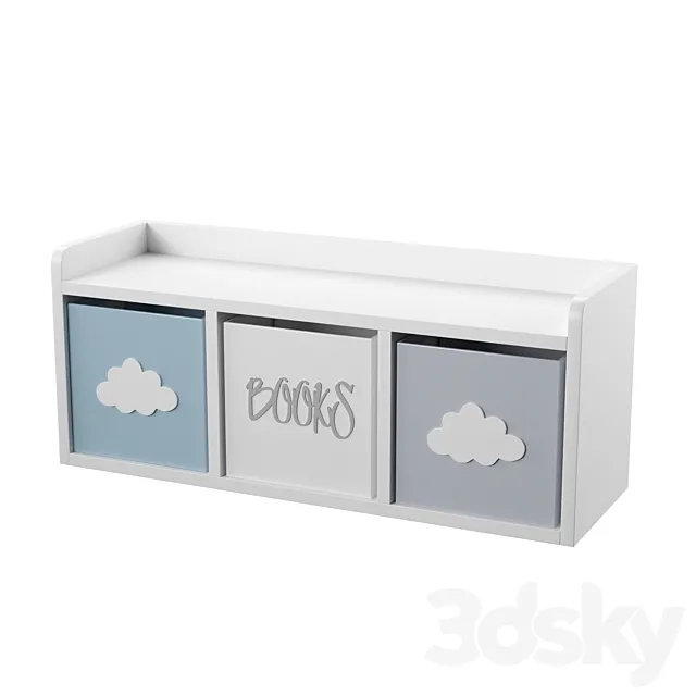 Rack with storage boxes for toys 3D Model