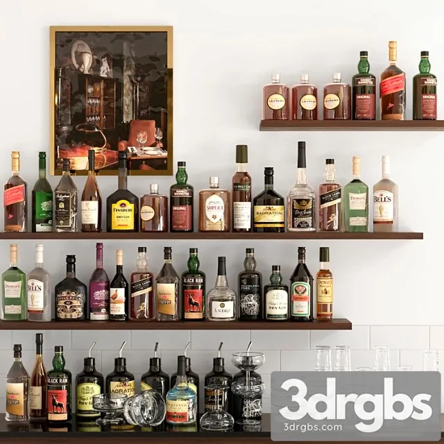 Rack with strong alcohol. bar 5 3D Model Download
